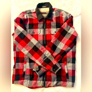 Eddie Bauer Red and Black Checkered Men's Jacket Coat Shacket Size: Tall Large
